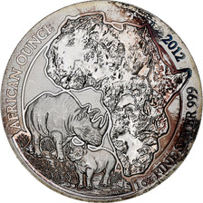 Ruanda, 50 Francs, Rhinocéros, 2012, PP, Silber, VZ+, KM:37