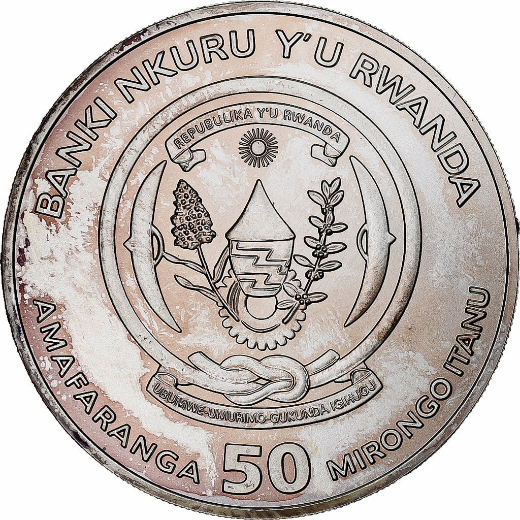 Ruanda, 50 Francs, Rhinocéros, 2012, PP, Silber, VZ+, KM:37