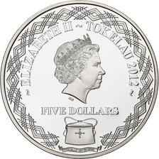 Tokelau, Elizabeth II, 5 Dollars, Papillon, 2012, Proof 1.Oz, Silber, STGL