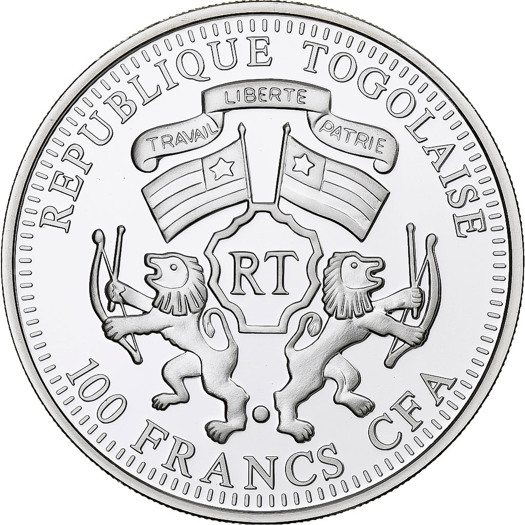 Togo, 100 Francs, Zébre, 2011, Proof, Silver Plated Copper, MS(65-70)