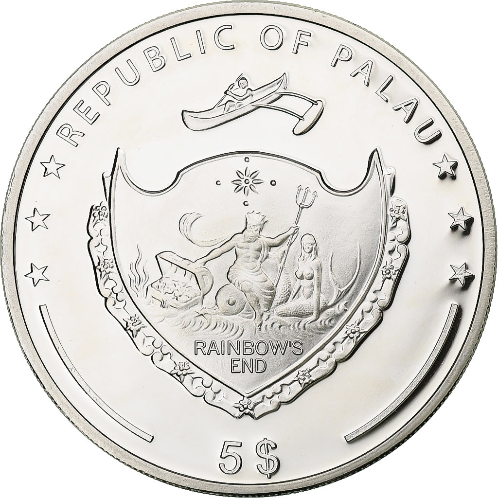 Palau, 5 Dollars, Pearl insert, 2013, Proof, Silver, MS(65-70)