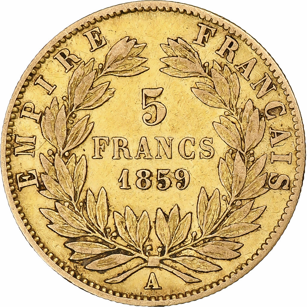 France, 5 Francs, Napoléon III, 1859, Paris, Gold, VF(20-25), Gadoury:1001