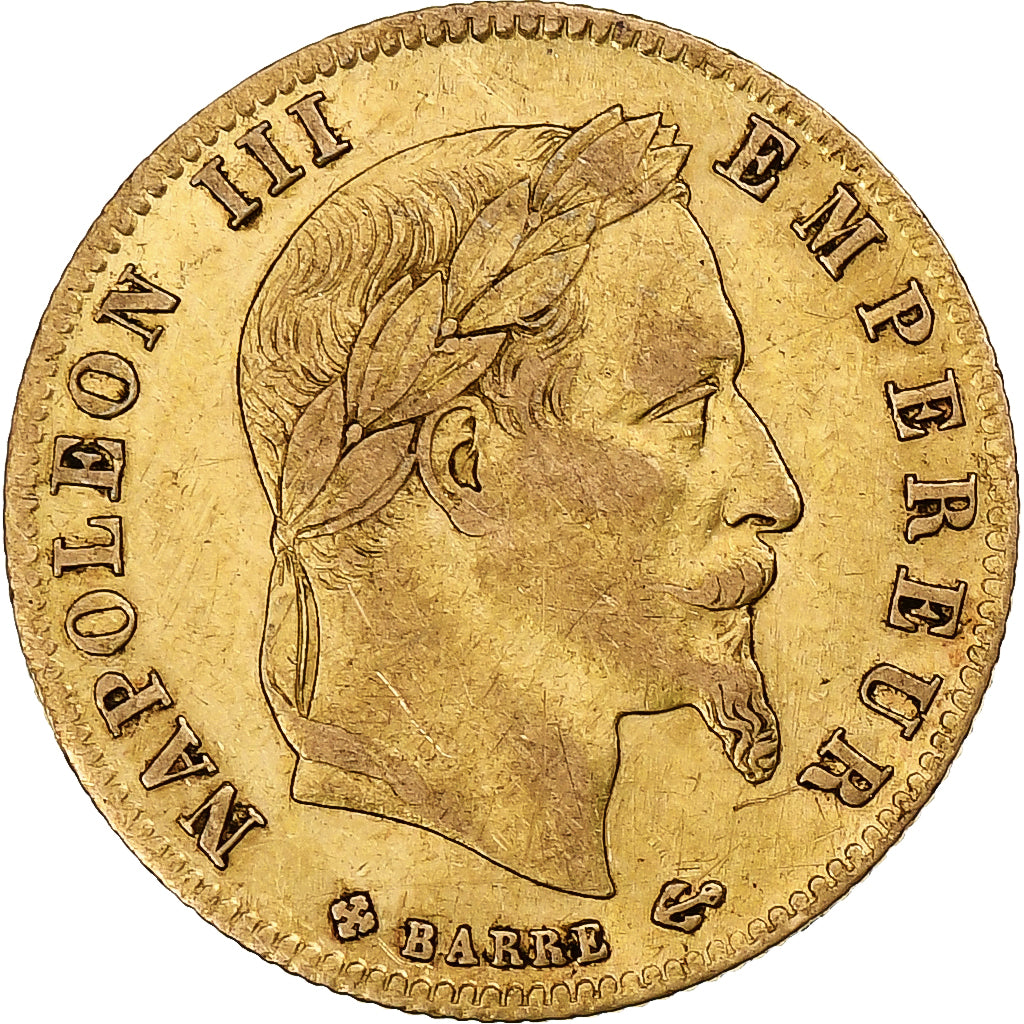 Frankrijk, Napoleon III, 5 Francs, 1867, Strasbourg, Goud, ZF, Gadoury:1002
