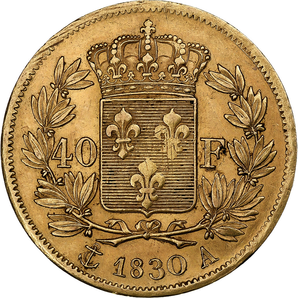 France, 40 Francs, Charles X, 1830, Paris, Gold, EF(40-45), Gadoury:1105