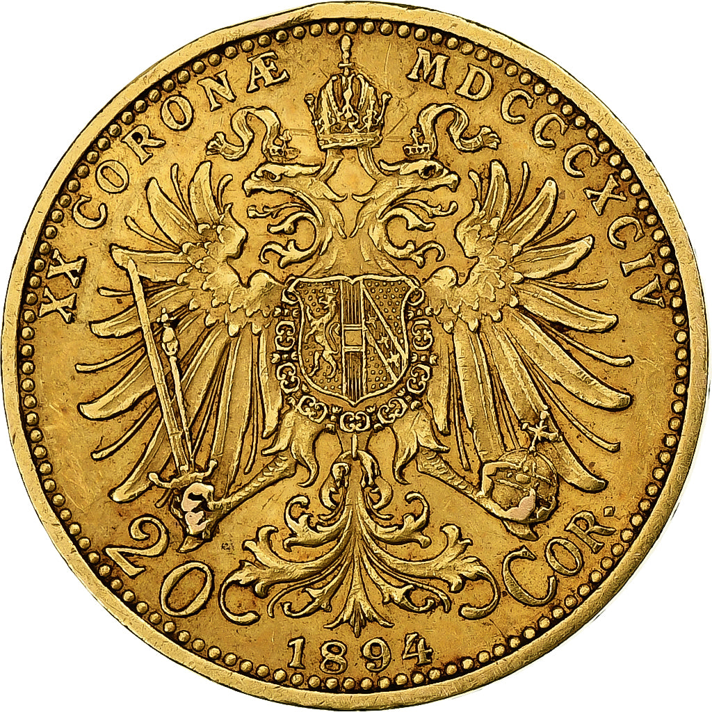 Oostenrijk, Franz Joseph I, 20 Corona, 1894, Goud, ZF, KM:2806
