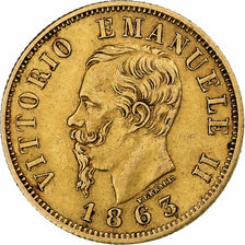 Italy, Vittorio Emanuele II, 10 Lire, 1863, Torino, Gold, EF(40-45), KM:9.3
