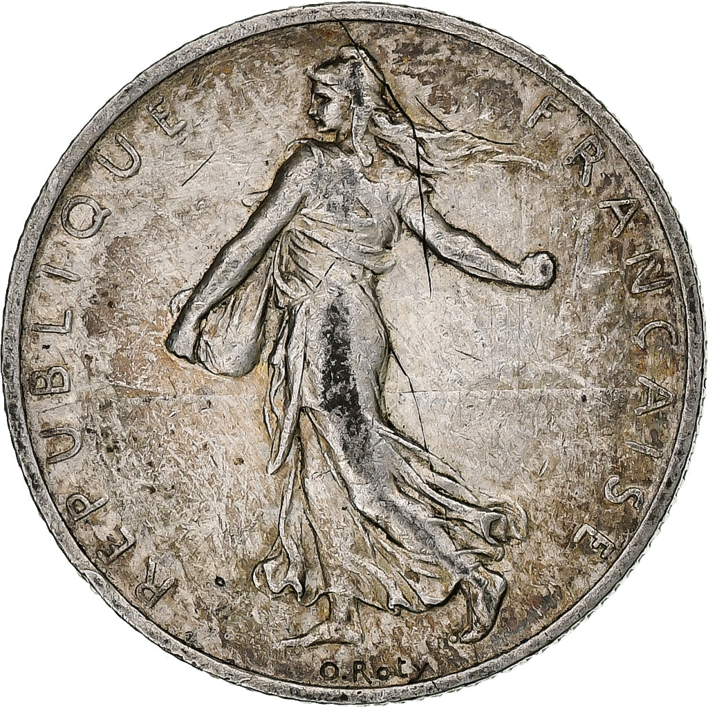 Frankrijk, 2 Francs, Semeuse, 1909, Paris, Zilver, ZF, Gadoury:532, KM:845.1