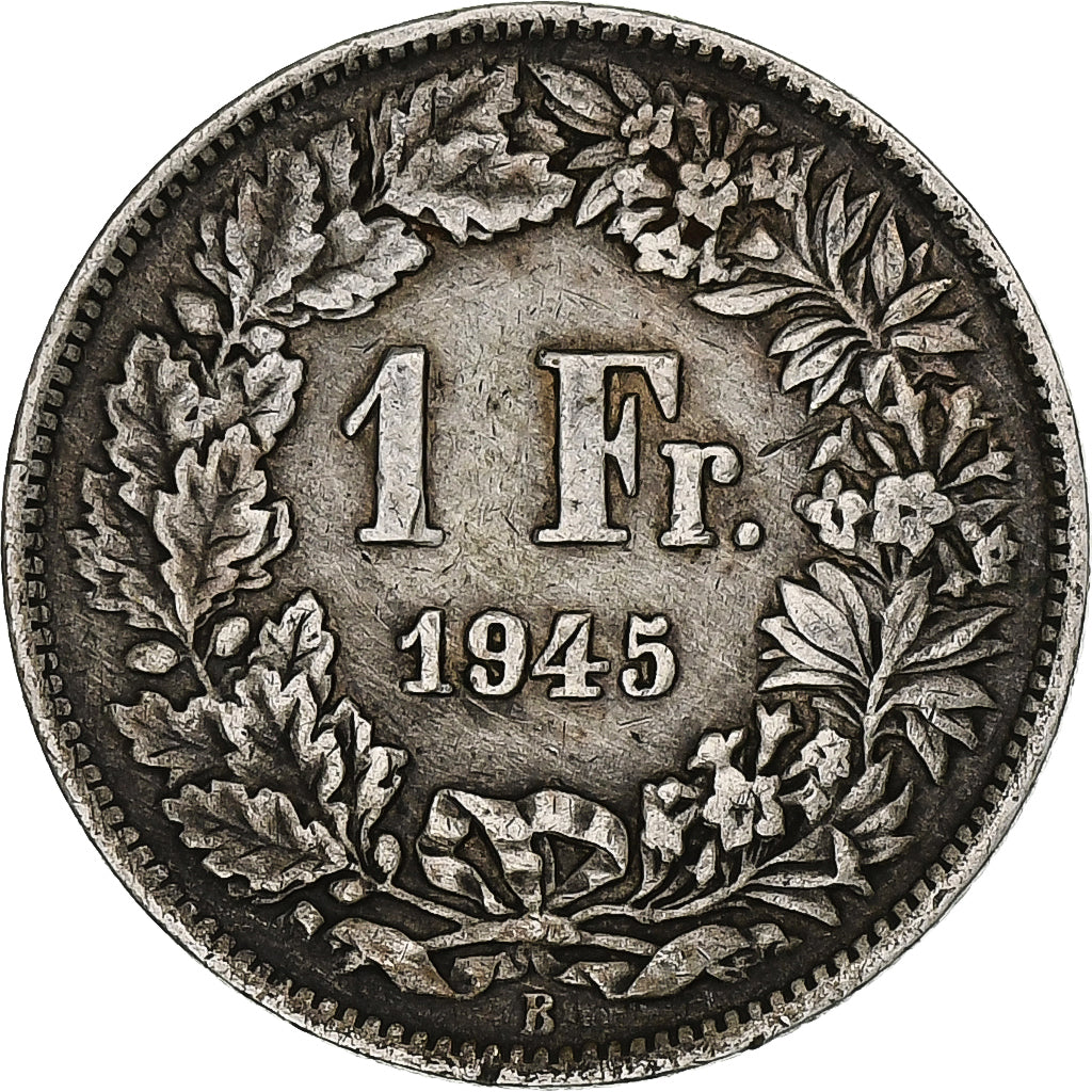 Schweiz, Franc, 1945, Bern, Silber, SS, KM:24