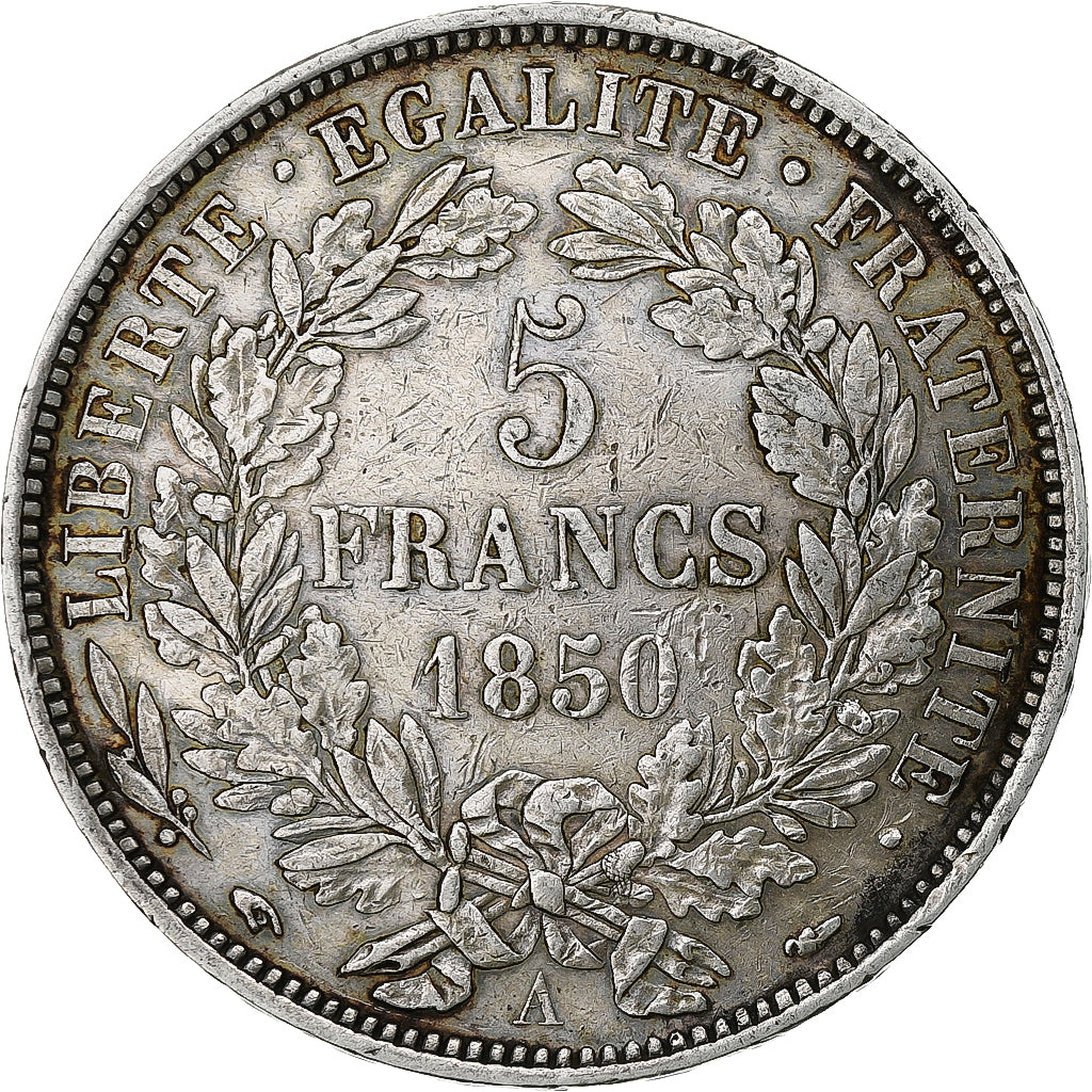 France, 5 Francs, Cérès, 1850, Paris, Silver, EF(40-45), Gadoury:719, KM:761.1
