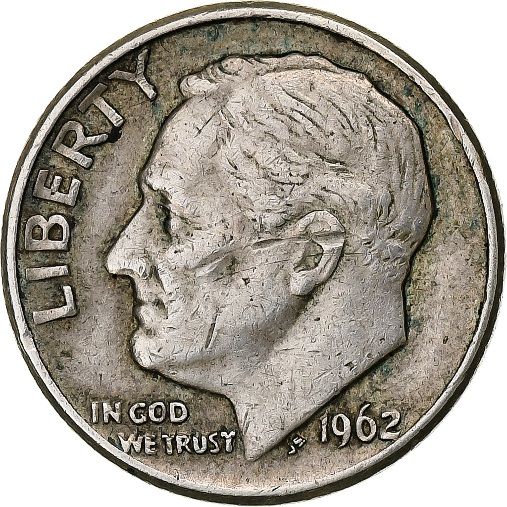 United States, Dime, Roosevelt, 1962, Denver, Silver, EF(40-45), KM:195