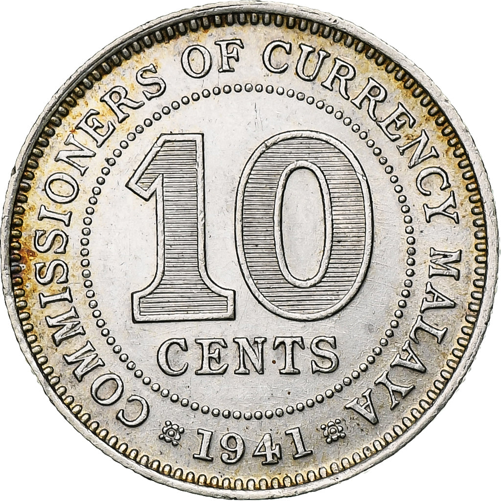 MALAYA, George VI, 10 Cents, 1941, Silver, AU(55-58), KM:4