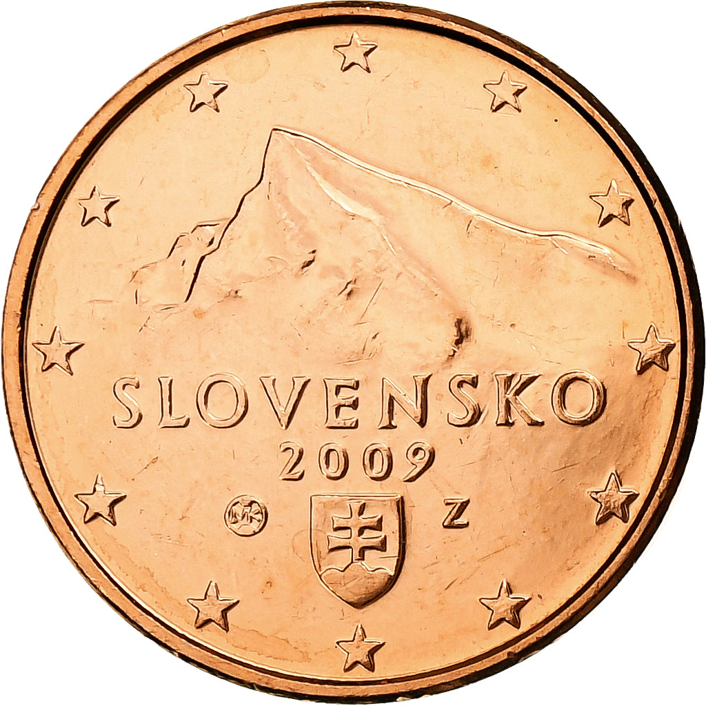 Eslováquia, Euro Cent, 2009, Kremnica, Aço Cromado a Cobre, MS(65-70), KM:95