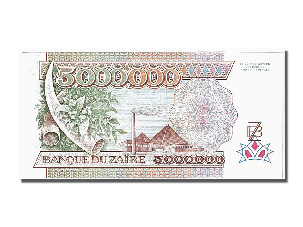 Banknote, Zaire, 5,000,000 Zaïres, 1992, 1992-10-01, UNC(65-70)