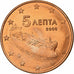 Grecja, 5 Euro Cent, 2008, Athens, Miedź platerowana stalą, MS(65-70), KM:183