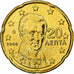 Grécia, 20 Euro Cent, 2008, Athens, Latão, MS(65-70), KM:212