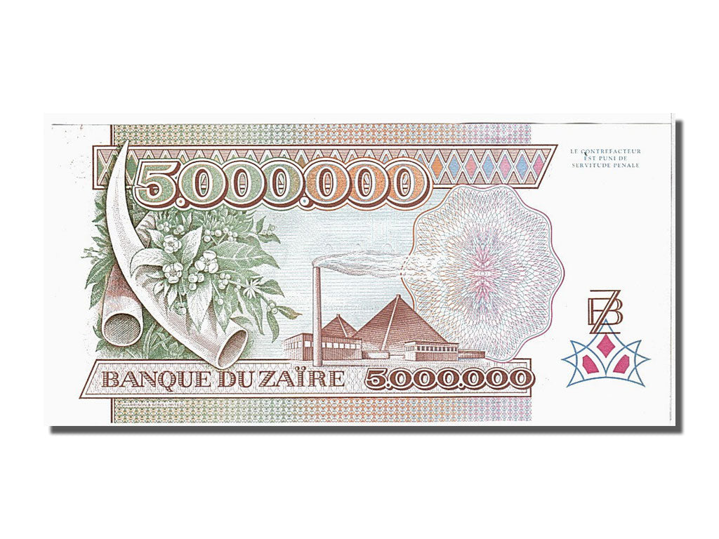 Banknote, Zaire, 5,000,000 Zaïres, 1992, 1992-10-01, UNC(65-70)