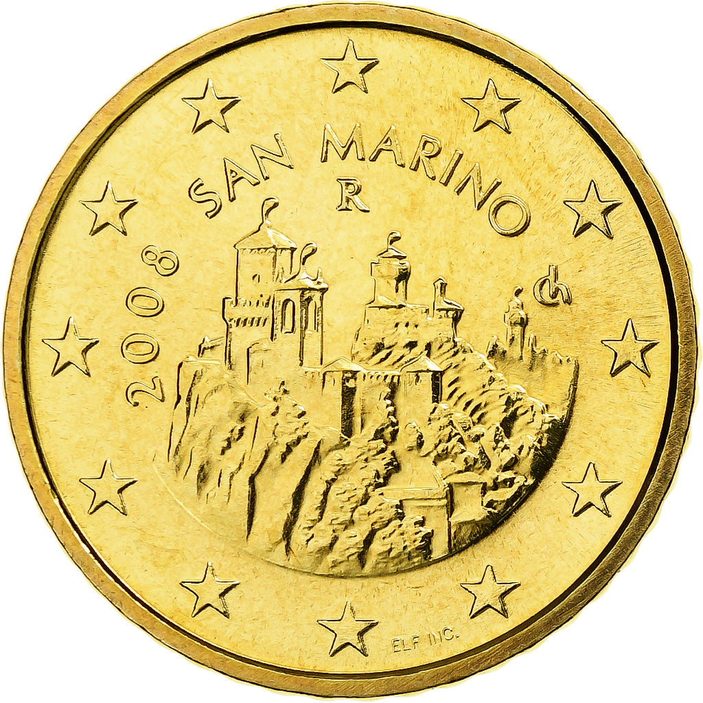 San Marino, 50 Euro Cent, 2008, Rome, Mosiądz, MS(65-70), KM:484