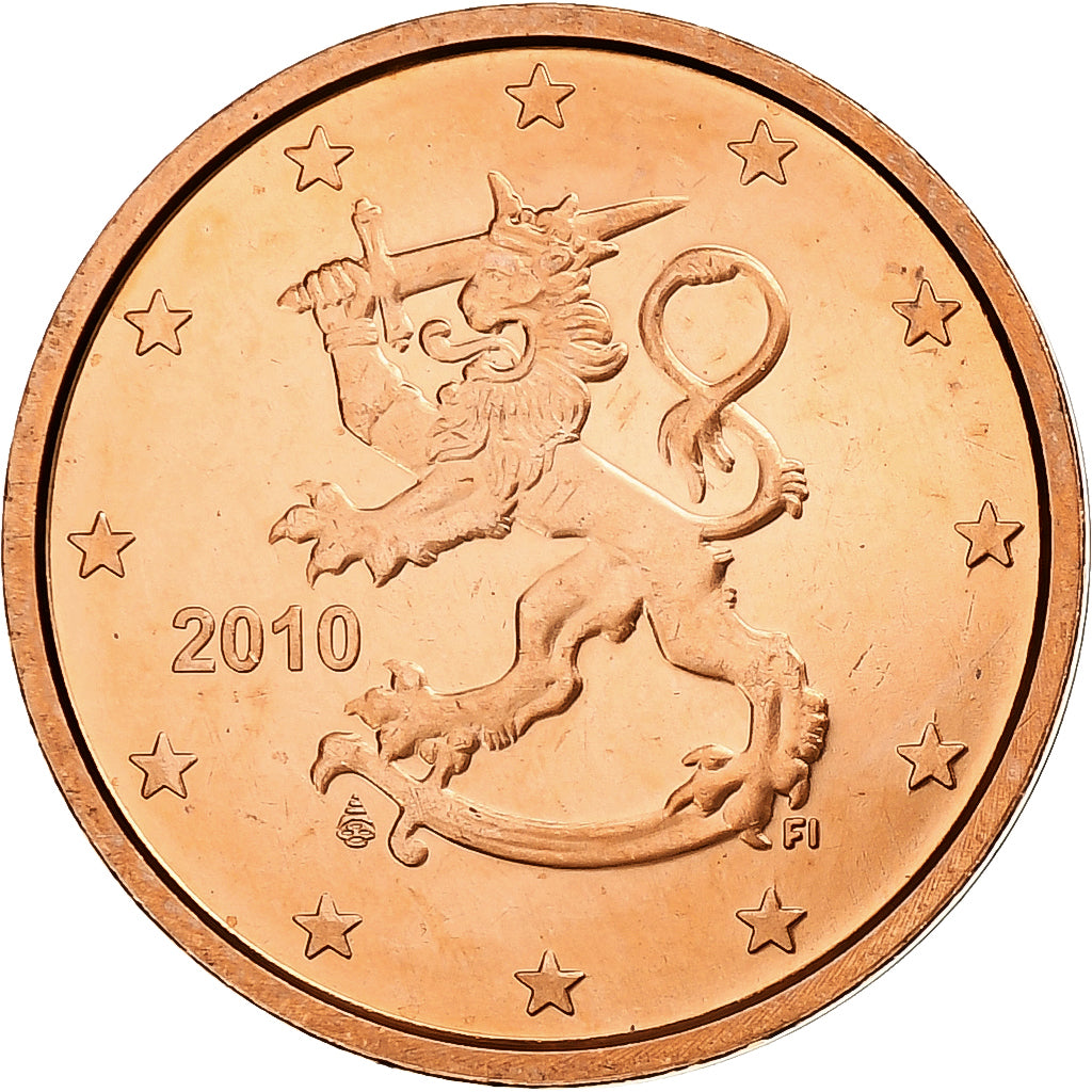 Finlandia, 2 Euro Cent, 2010, Vantaa, Miedź platerowana stalą, MS(65-70)