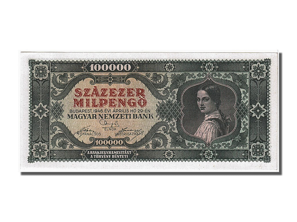 Hungary, 100,000 Milpengö, 1946, KM #127, 1946-04-29, UNC(65-70), 084204