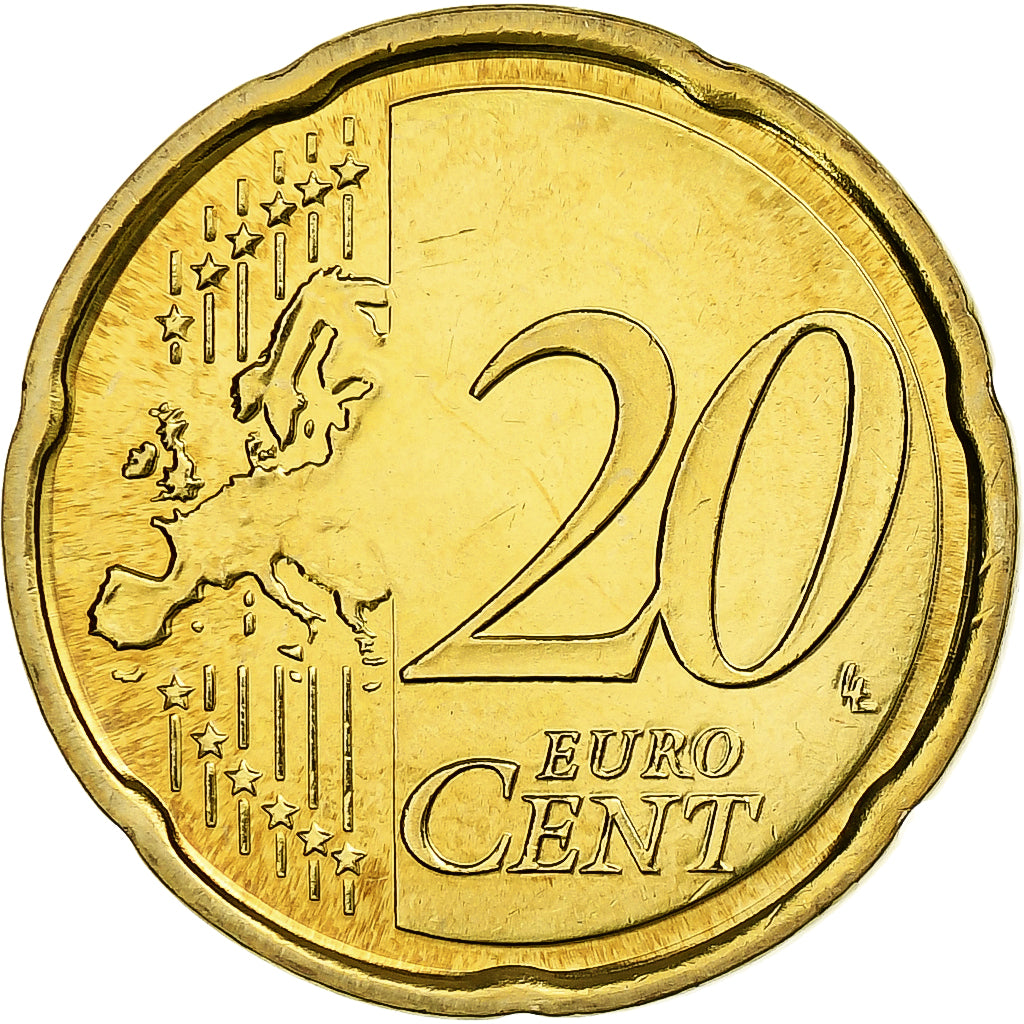 Italy, 20 Euro Cent, 2008, Rome, Brass, MS(65-70), KM:248
