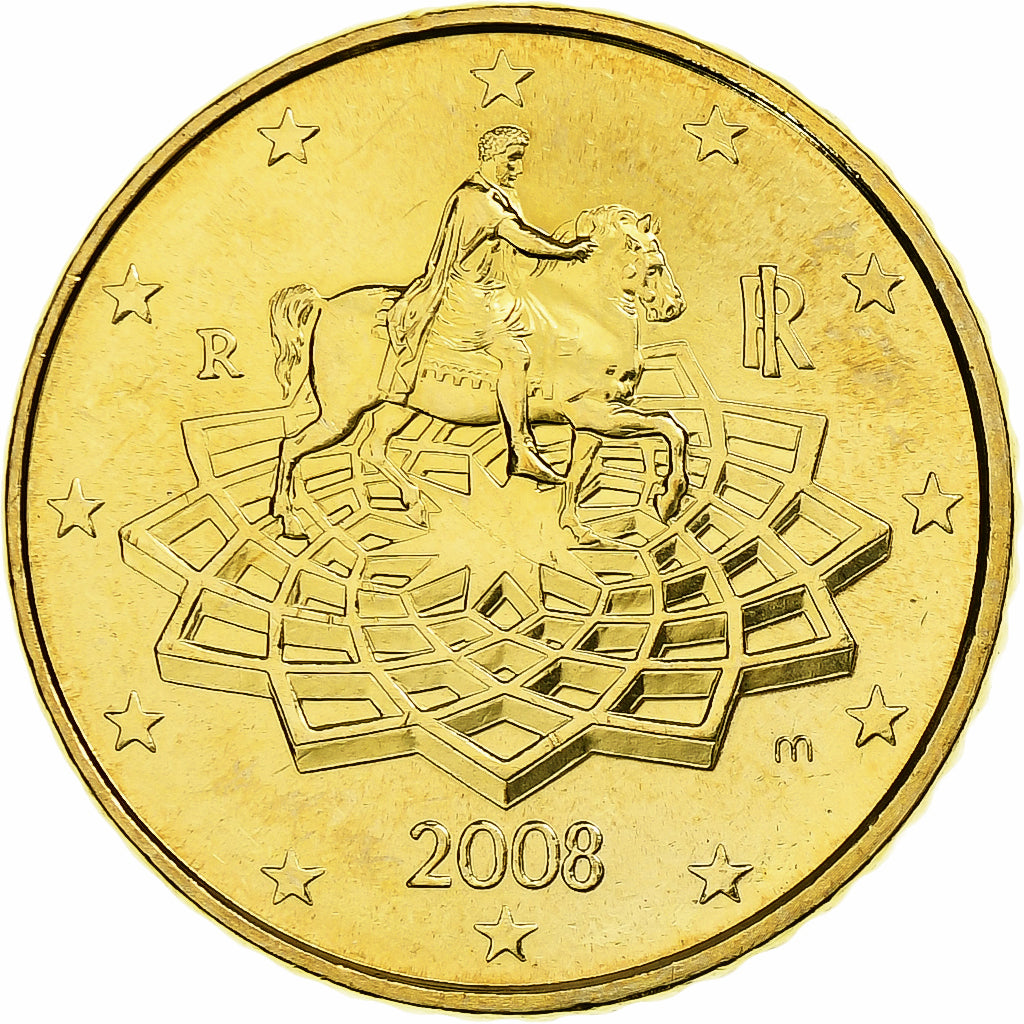 Italy, 50 Euro Cent, 2008, Rome, Brass, MS(65-70), KM:249