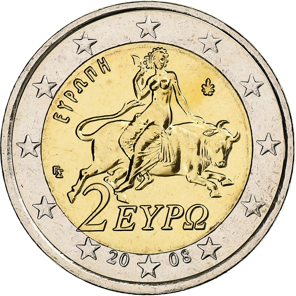 Grecia, 2 Euro, 2008, Athens, Bimetálico, FDC, KM:215