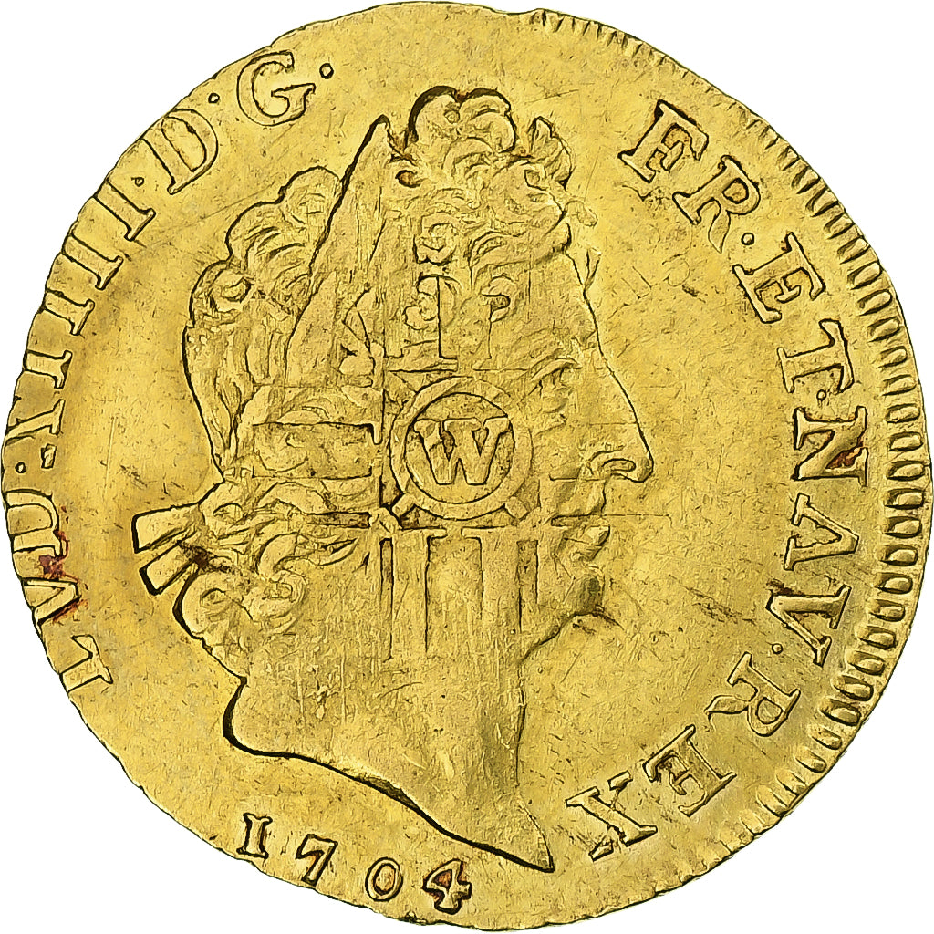 França, Louis XIV, Louis d'Or, Louis d'or aux insignes, 1704, Paris, réformé