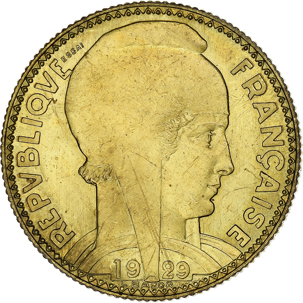 Frankrijk, 10 Francs, Bazorwedstrijd, 1929, Paris, ESSAI, Aluminum-Bronze, PR+