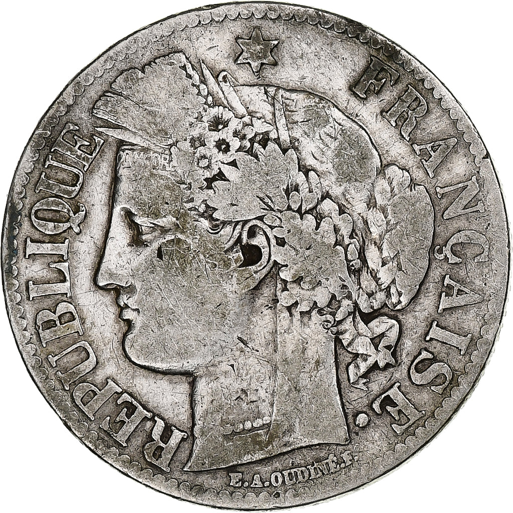 França, 2 Francs, Cérès, 1873, Paris, Prata, VF(20-25), Gadoury:530a