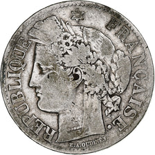 França, 2 Francs, Cérès, 1873, Paris, Prata, VF(20-25), Gadoury:530a