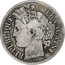 França, 2 Francs, Cérès, 1871, Bordeaux, Prata, F(12-15), Gadoury:530