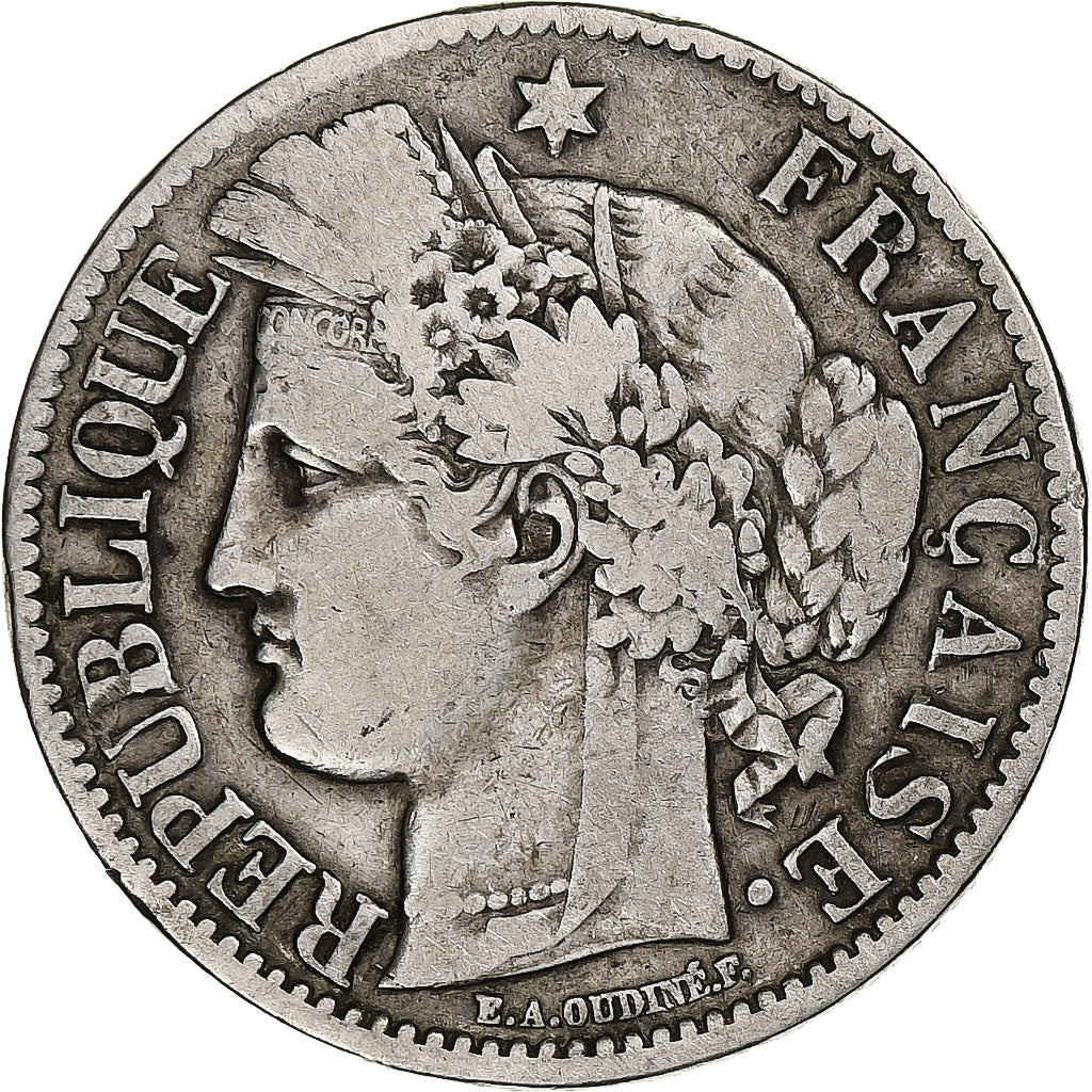 France, 2 Francs, Cérès, 1871, Bordeaux, Silver, VF(30-35), Gadoury:530