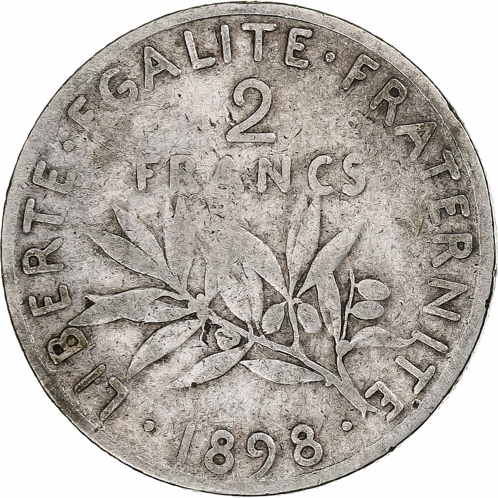 Francia, 2 Francs, Semeuse, 1898, Paris, Argento, MB, KM:845.1