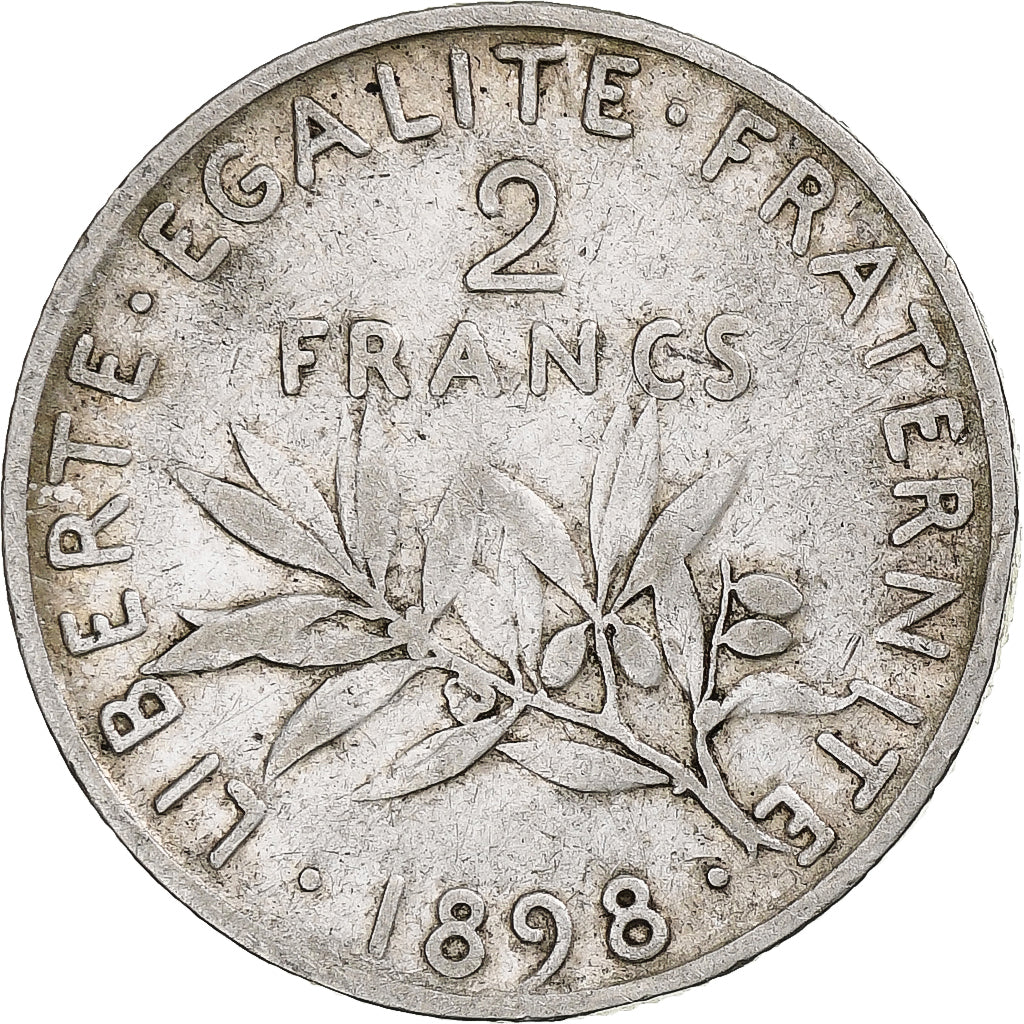 Frankrijk, 2 Francs, Semeuse, 1898, Paris, Zilver, FR+, Gadoury:532, KM:845.1