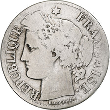 Francia, 2 Francs, Cérès, 1871, Bordeaux, Plata, BC, Gadoury:530, KM:817.2