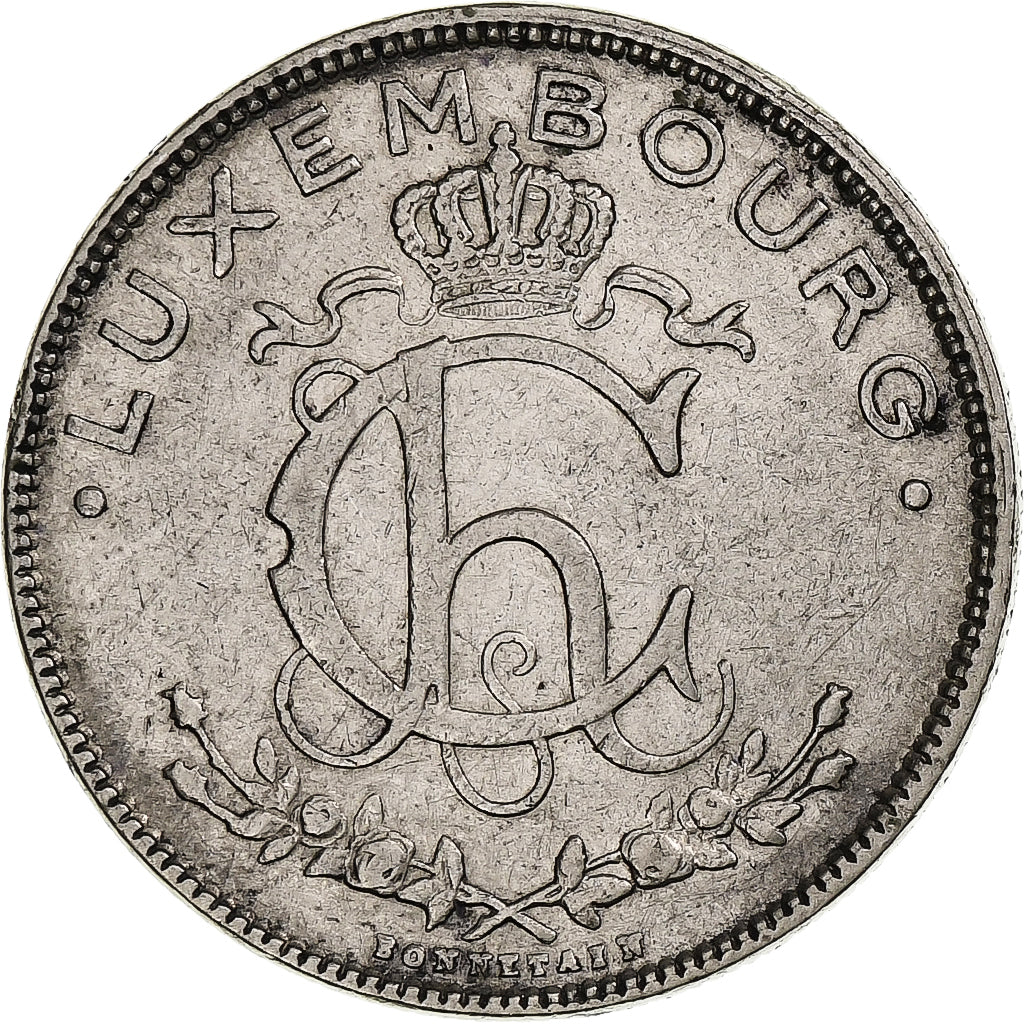 Luxembourg, Charlotte, 2 Francs, 1924, Nickel, TTB, KM:36