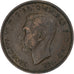 Groot Bretagne, George VI, Penny, 1939, Bronzen, ZF+, KM:845