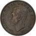Gran Bretaña, George VI, Penny, 1939, Bronce, MBC+, KM:845