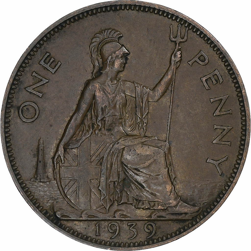 Gran Bretaña, George VI, Penny, 1939, Bronce, MBC+, KM:845