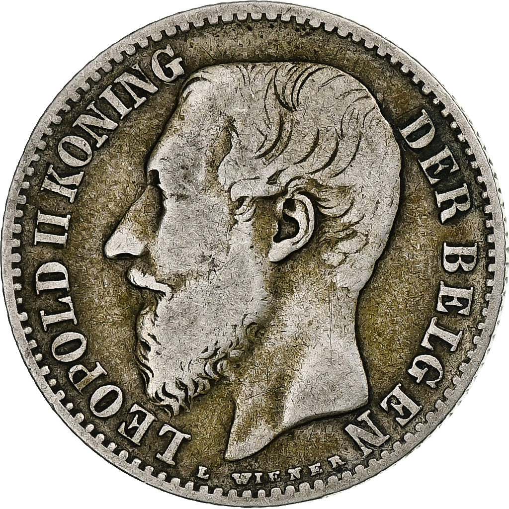 Belgio, Leopold II, Franc, 1887, Argento, MB, KM:29.2