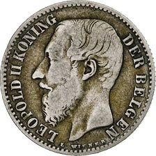 Belgio, Leopold II, Franc, 1887, Argento, MB, KM:29.2