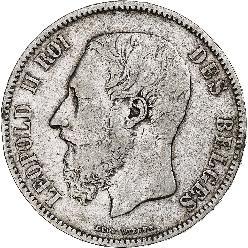 Belgio, Leopold II, 5 Francs, 5 Frank, 1868, Argento, MB+, KM:24