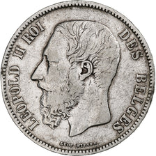 Belgio, Leopold II, 5 Francs, 5 Frank, 1868, Argento, MB+, KM:24