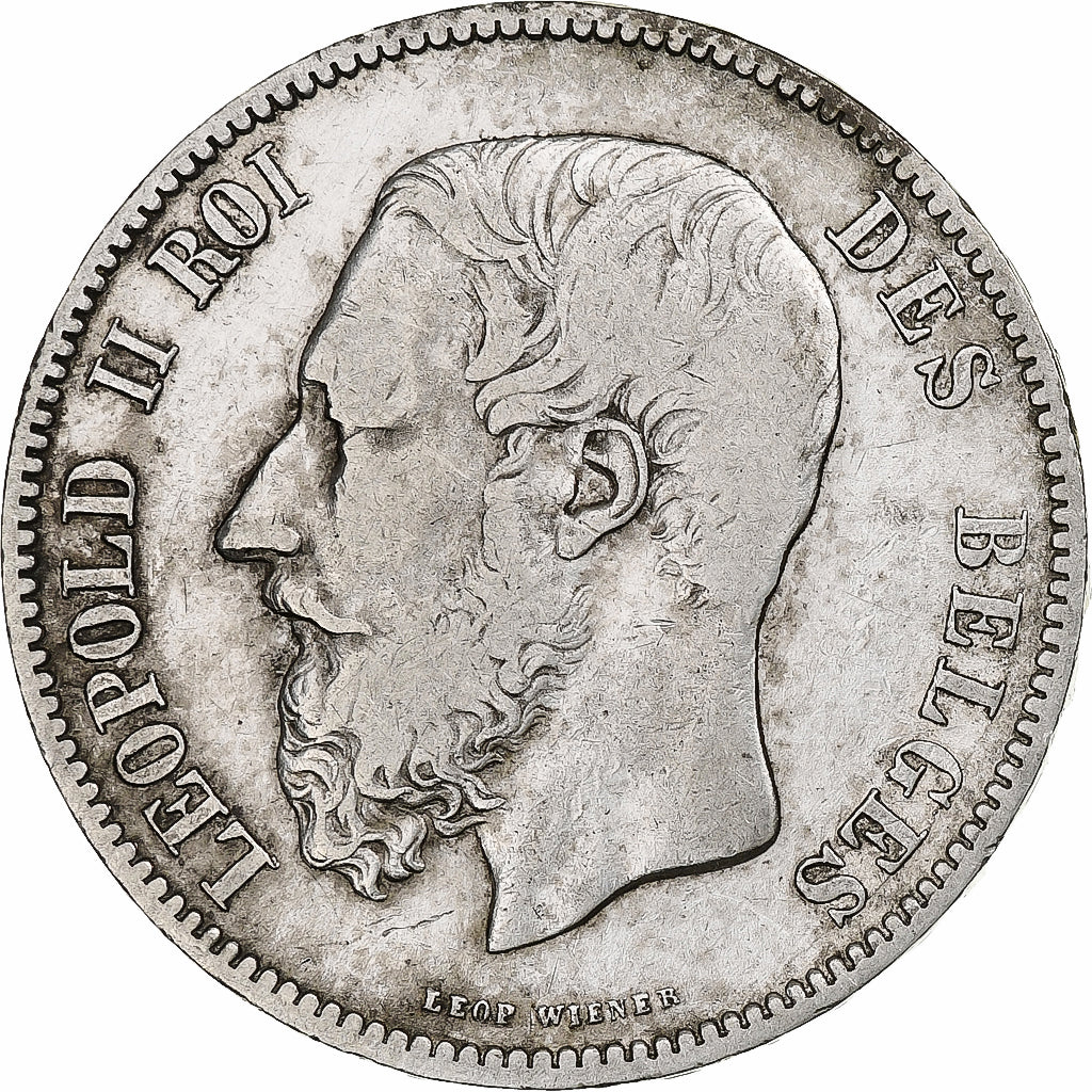 Belgio, Leopold II, 5 Francs, 5 Frank, 1870, Argento, MB+, KM:24