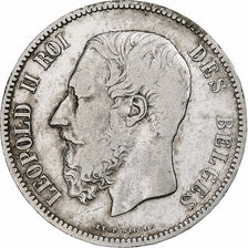 Belgio, Leopold II, 5 Francs, 5 Frank, 1870, Argento, MB+, KM:24