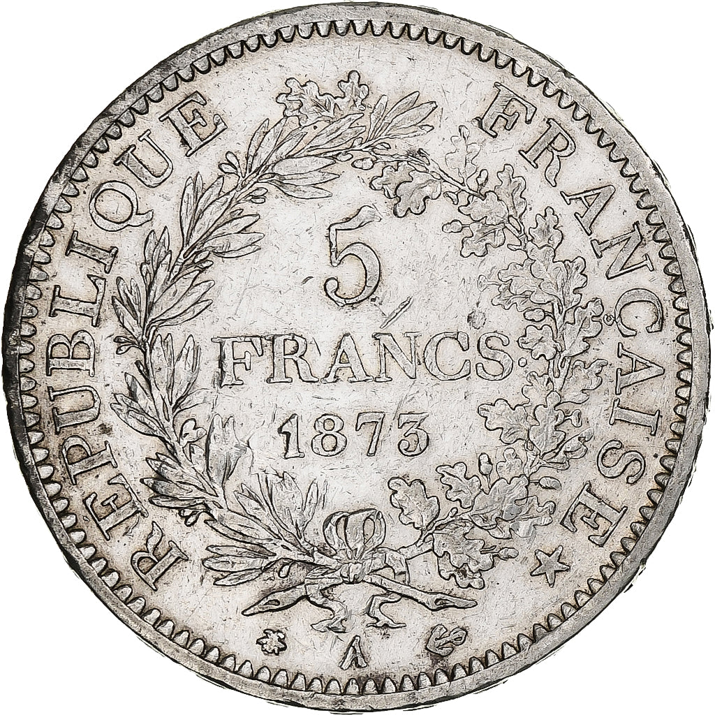Francia, 5 Francs, Hercule, 1873, Paris, Argento, BB, Gadoury:745a, KM:820.1