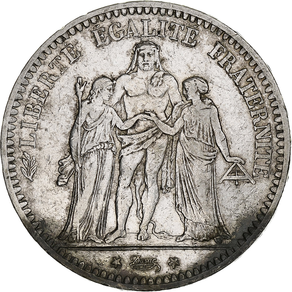 Francia, 5 Francs, Hercule, 1873, Bordeaux, Argento, BB, Gadoury:745a, KM:820.2