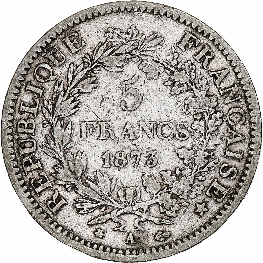 France, 5 Francs, Hercule, 1873, Paris, Argent, TB+, Gadoury:745a, KM:820.1