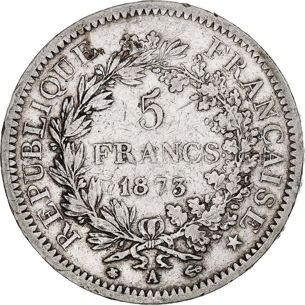 France, 5 Francs, Hercule, 1873, Paris, Argent, TB+, Gadoury:745a, KM:820.1