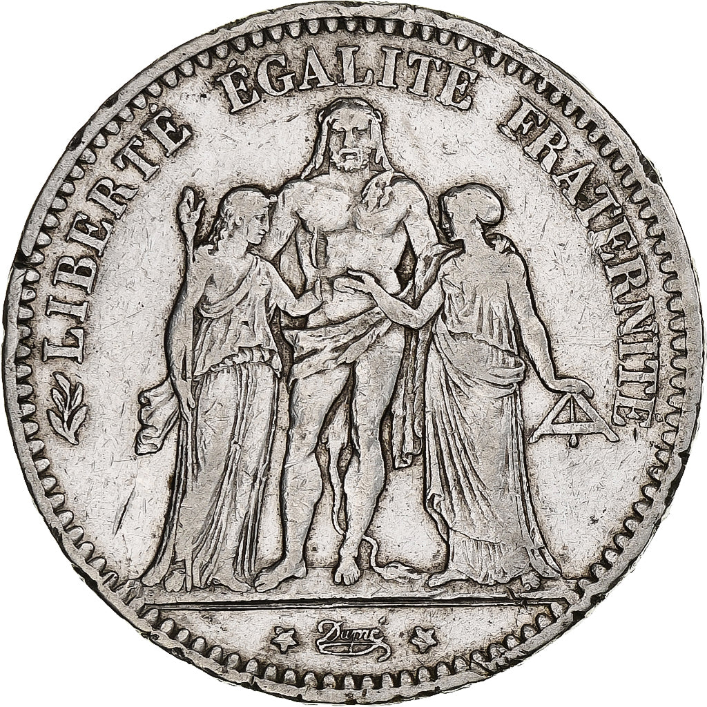 Francia, 5 Francs, Hercule, 1877, Bordeaux, Argento, BB, Gadoury:745a, KM:820.2